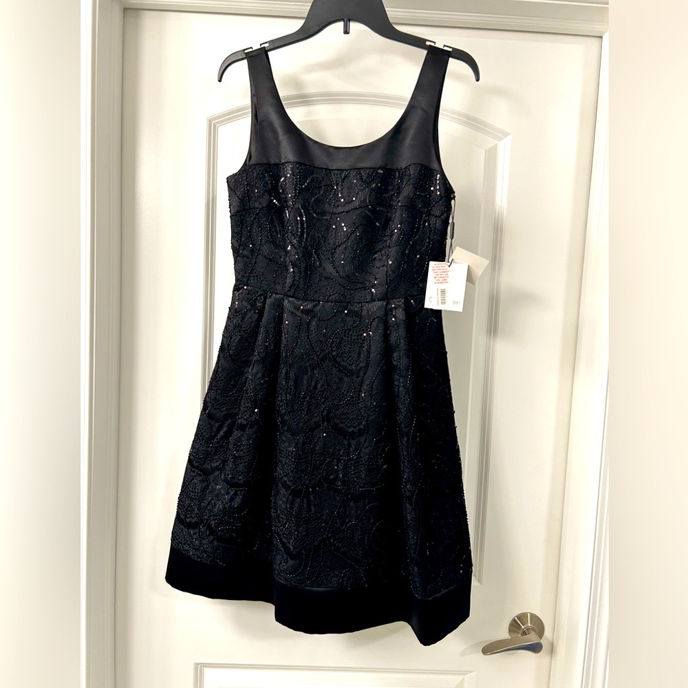 Calvin Kline NWT Black hand beaded Cocktail Dress